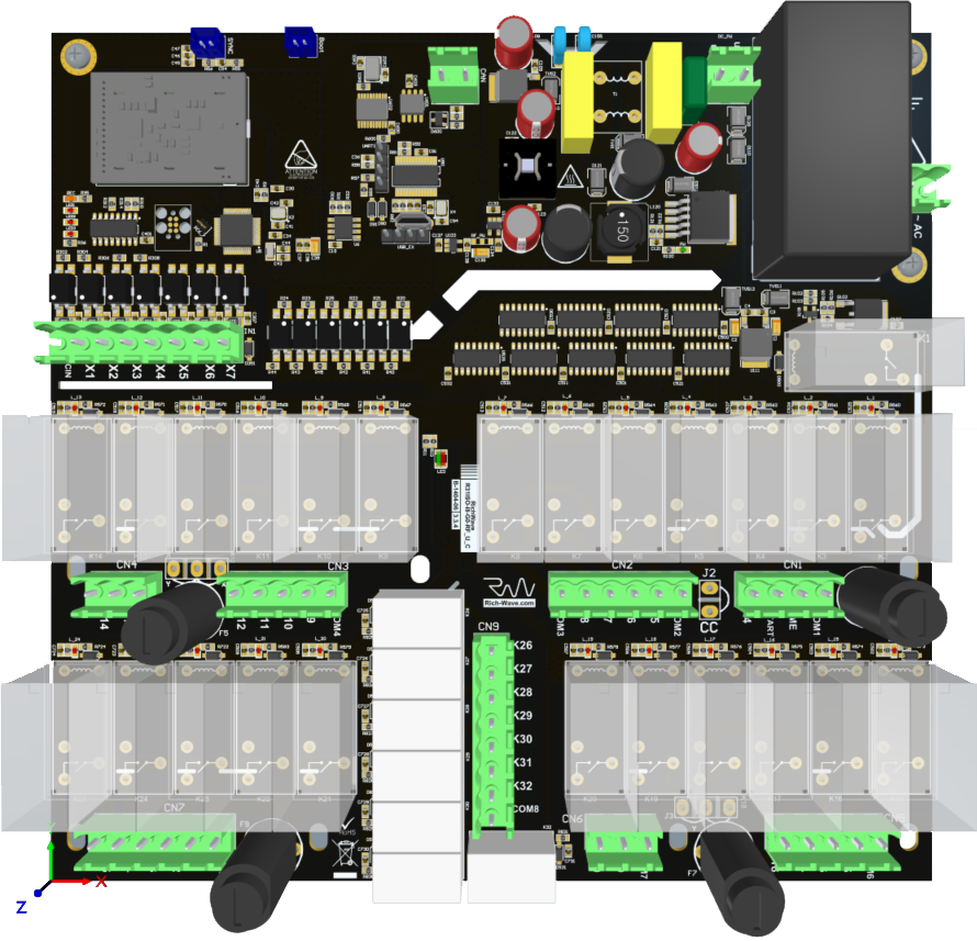 نمای سه بعدی از برد گیرنده PCB