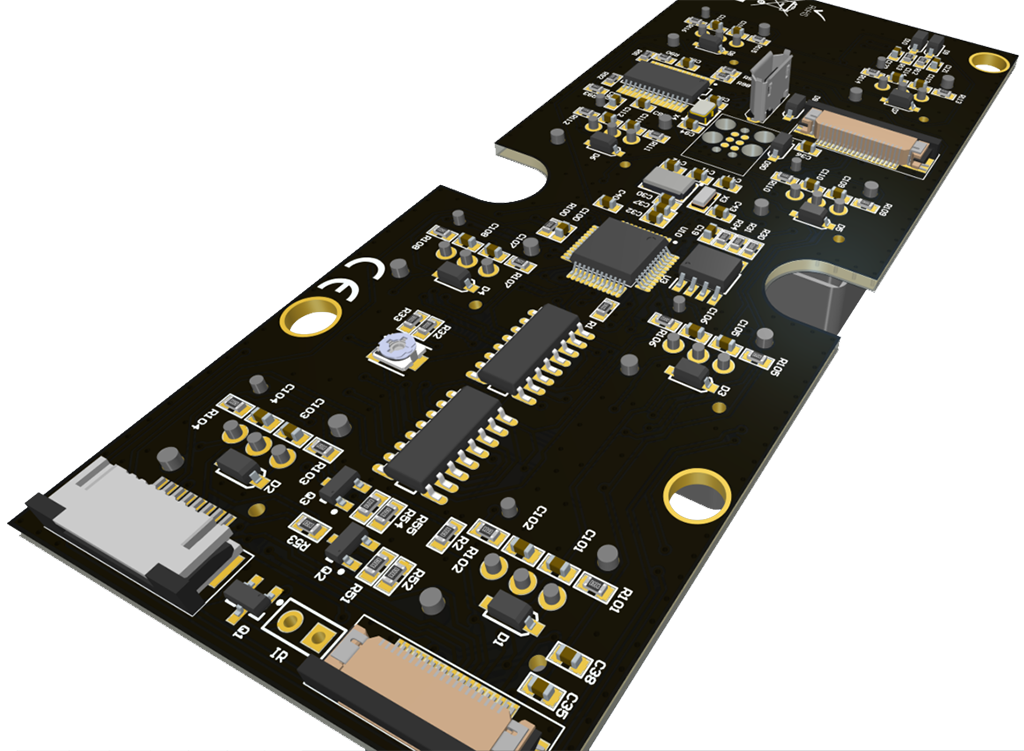 نمای سه بعدی از برد فرستنده PCB